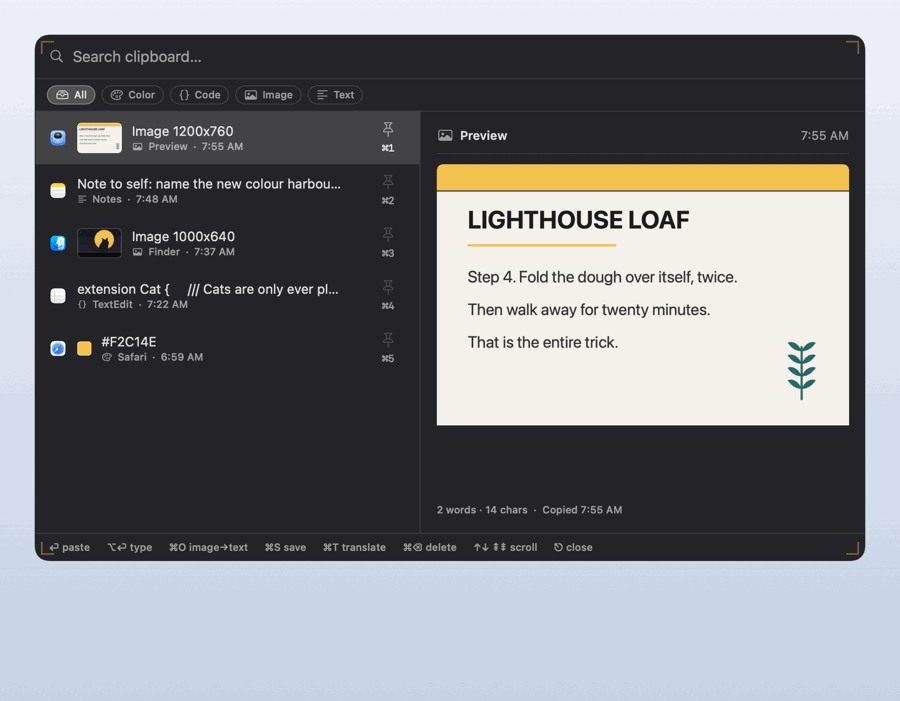 Frisket turning a copied image into text with one keystroke.